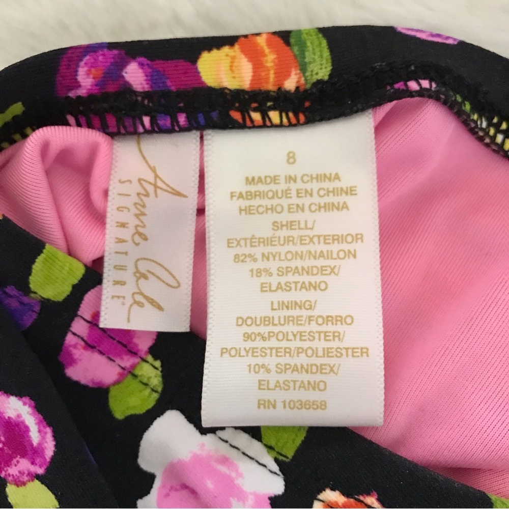 Anne Cole Women’s Floral Shirred Bandeau One-Piece Halter Strap Swimsuit Size 8 - Picture 12 of 13